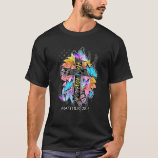 Hij is een nieuwe Jezus Christelijke kruisvlinder. T-shirt