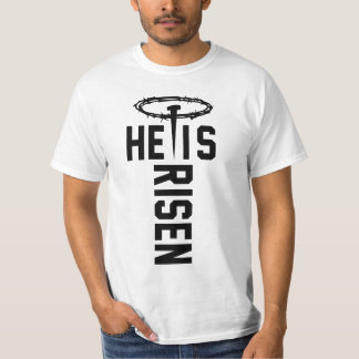 Hij is een Risen Cross Jesus Faith Christelijke pa T-shirt