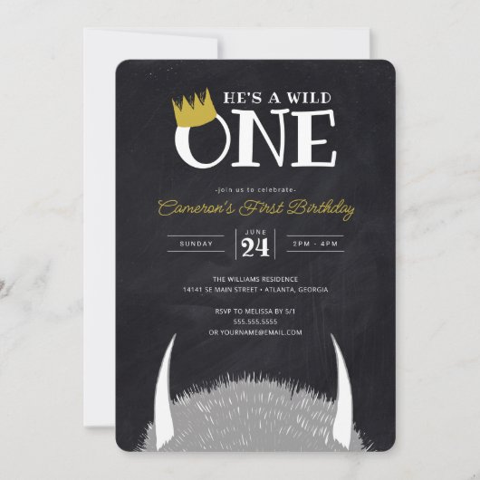 Hij is een Wild One - 1e verjaardag kroonbord Kaart (Voorkant)