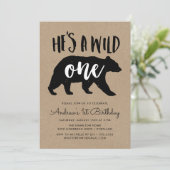 Hij is een Wild One First Birthday Party Kaart (Staand voorkant)