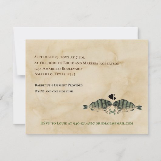 Hij is gehakt. Fish Funny Engagement Party Kaart (Achterkant)