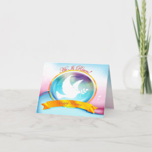 Hij is gereisd. White Dove of Peace Happy Paaskaar Feestdagen Kaart