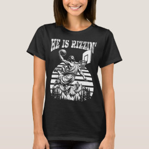 Hij is grappig Jezus basketbal meme Pasen Ch T-shirt