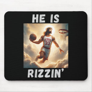 Hij is grappig Jezus die basketbal speelt Muismat