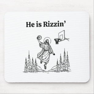Hij is grappig Rizzin Sketll Retro Christelijk Rel Muismat