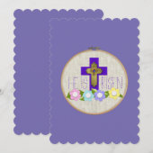 Hij is herleide borduurbloemen feestdagenkaart (Voorkant / Achterkant)