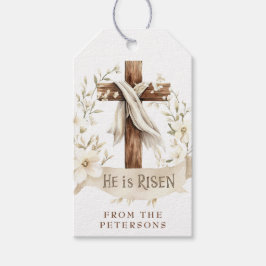 Hij is het verrezen kruis | Easter Cadeaulabel