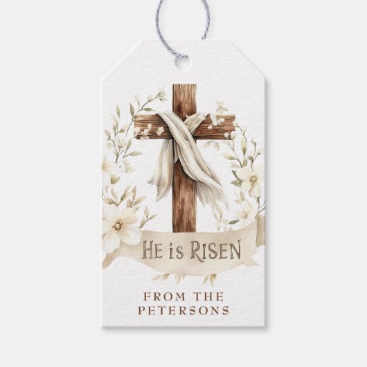 Hij is het verrezen kruis | Easter Cadeaulabel (Voorkant)