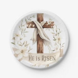 Hij is het verrezen kruis   Easter Papieren Bordje