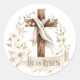 Hij is het verrezen kruis | Easter Ronde Sticker