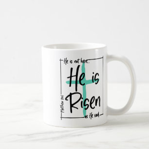 Hij is hier niet Hij is opgestaan Jezus Christelij Koffiemok