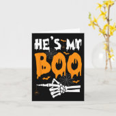 Hij is mijn Boo Skeleton Halloween Matching Couple Kaart (Gele Bloem)