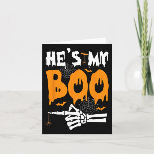 Hij is mijn Boo Skeleton Halloween Matching Couple Kaart
