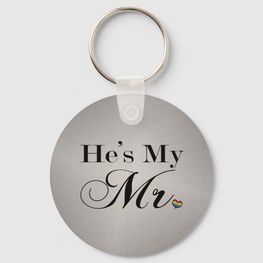 Hij is mijn Mr Gay Pride Typografie met Rainbow He Sleutelhanger (Voorkant)