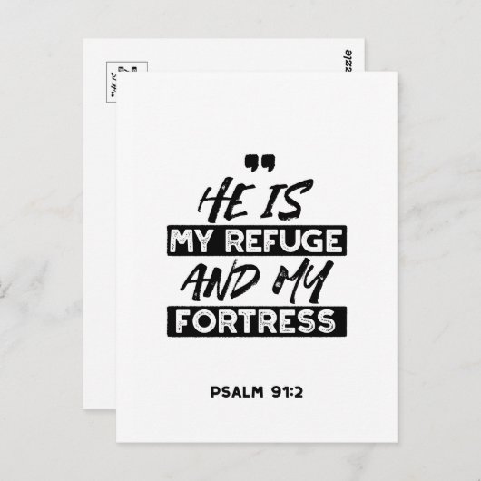 Hij is mijn toevluchtsoord en mijn vesting (Psalm Briefkaart (Voorkant / Achterkant)