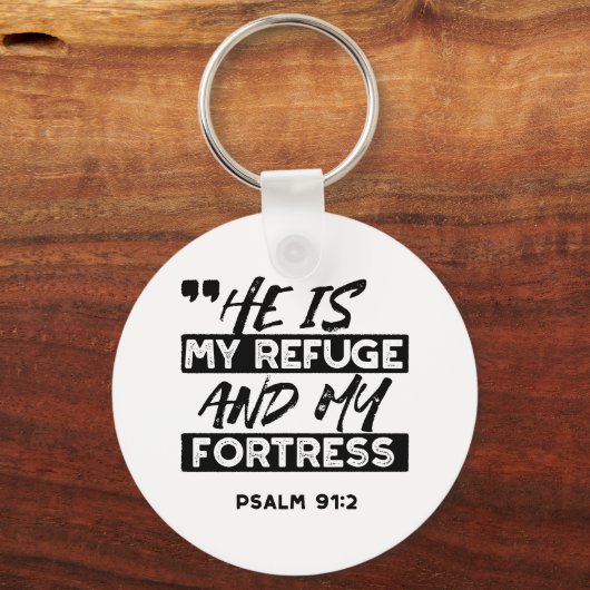 Hij is mijn toevluchtsoord en mijn vesting (Psalm Sleutelhanger (Achterkant)