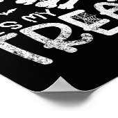 Hij is mijn traktatie skelet hand grappig hallowee poster (Hoek)