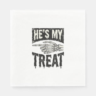 Hij is mijn traktatie Skelet Hand Halloween Shirt Servet