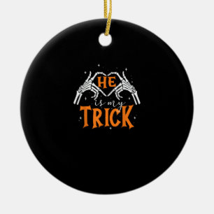 Hij is mijn truc hart skelet hand paar Happy Ha Keramisch Ornament