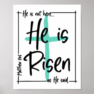 Hij is niet hier, Hij is verrezen Jezus Christelij Poster