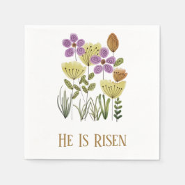 Hij is nu verrezen met paasbloemen servet