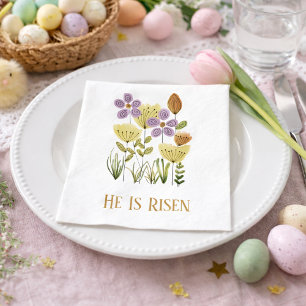 Hij is nu verrezen met paasbloemen servet