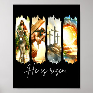 Hij Is Opgestaan Christelijk Kruis Jezus Bijbelver Poster