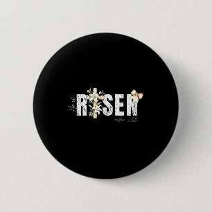 Hij Is Opgestaan Christelijk Kruis Jezus Bijbelver Ronde Button 5,7 Cm