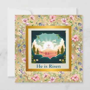 Hij is Opgestaan en Viering van Pasen Kaart