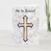 Hij Is Opgestaan Faith Cross Pasen Kaart met Schri (Voorkant)