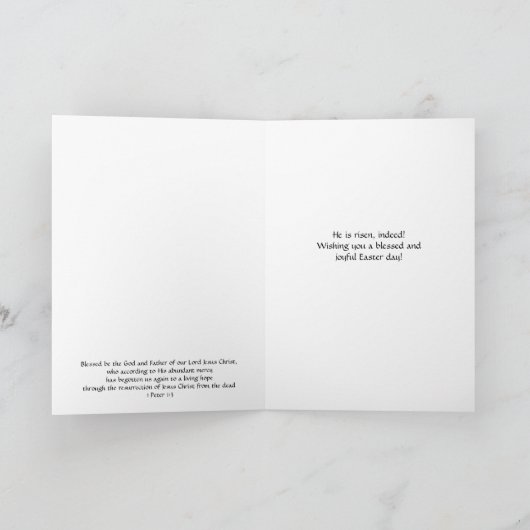 Hij Is Opgestaan Faith Cross Pasen Kaart met Schri (Binnen)