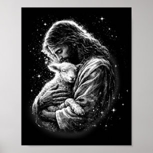 Hij Is Opgestaan Gelukkige Pasen Dag Jezus Schapen Poster