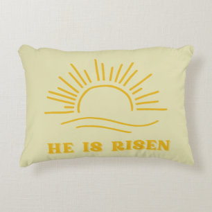 Hij Is Opgestaan Gouden Zonsopgang Christelijke Pa Accent Kussen