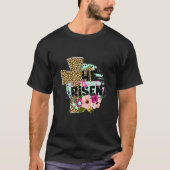 Hij is opgestaan Happy Easter Day Christelijk Reli T-shirt (Voorkant)