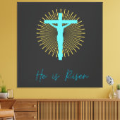 Hij is opgestaan Jezus Canvas Afdruk (Insitu (Woonkamer))