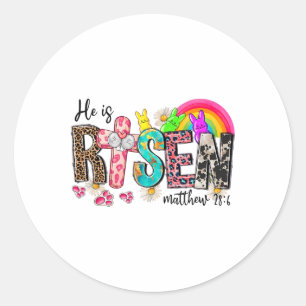 Hij Is Opgestaan Jezus Christelijk Gelukkig Pasen Ronde Sticker