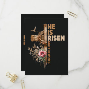 Hij is Opgestaan Jezus Christelijk Religieus Pasen Uitnodiging Briefkaart