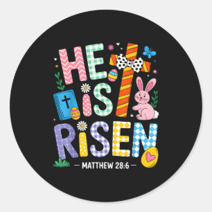 Hij Is Opgestaan Jezus Christen Gelukkig Pasen Vro Ronde Sticker