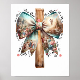 Hij Is Opgestaan Jezus Coquette Strik Pasen Kruis Poster