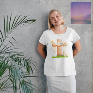 Hij Is Opgestaan Matteus 28:6 Christelijk Kruis  Tri-Blend Shirt