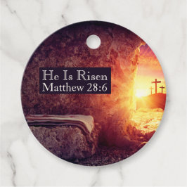 Hij is opgestaan met drie kruisen leeg graf Pasen Bedankjes Labels