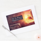 Hij is opgestaan met drie kruisen leeg graf Pasen Rechthoekige Sticker (Envelop)