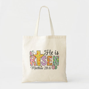Hij Is Opgestaan Pasen Christelijke Boodschappenta Tote Bag