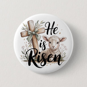 Hij Is Opgestaan Pasen  Ronde Button 5,7 Cm