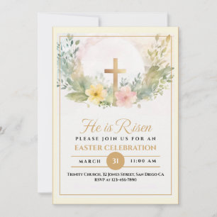 Hij Is Opgestaan Pasen Waterverf Bloemen, Religieu Aankondiging