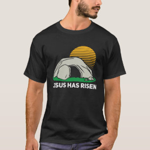 Hij Is Opgestaan Pasen Zondag Grott Jezus Christel T-shirt