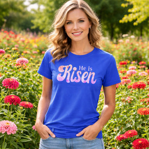 Hij Is Opgestaan Pastel Bloemendecoratie Christeli T-shirt