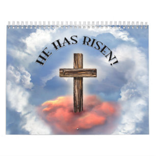 Hij Is Opgestaan Robuust Kruis Met Wolken Kalender
