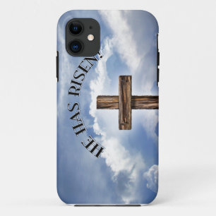 Hij Is Opgestaan Ruw Kruis Hemel iPhone 11 Hoesje