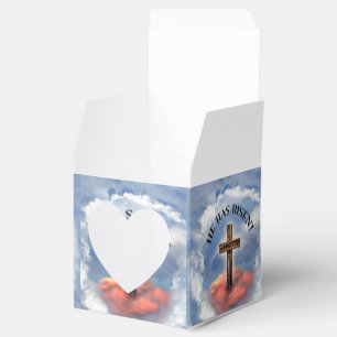 Hij Is Opgestaan Ruw Kruis Met Wolken Bedankdoosjes